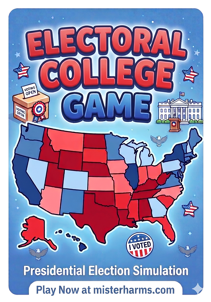 Free Presidential Election Simulation Game | Electoral College Map