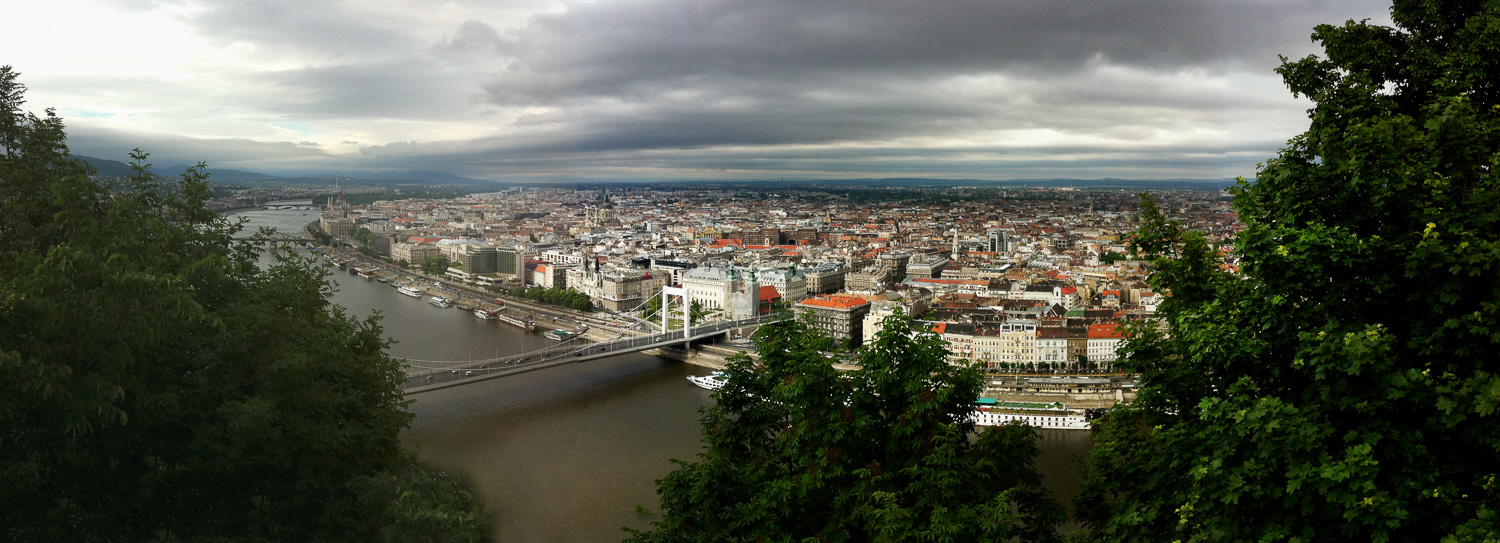 Looking from the Buda to the Pest Side in Budapest, Hungary