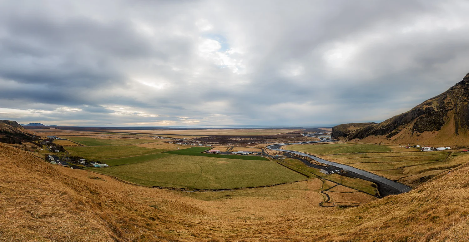 View from Top of the Skogafos Waterfall in Iceland