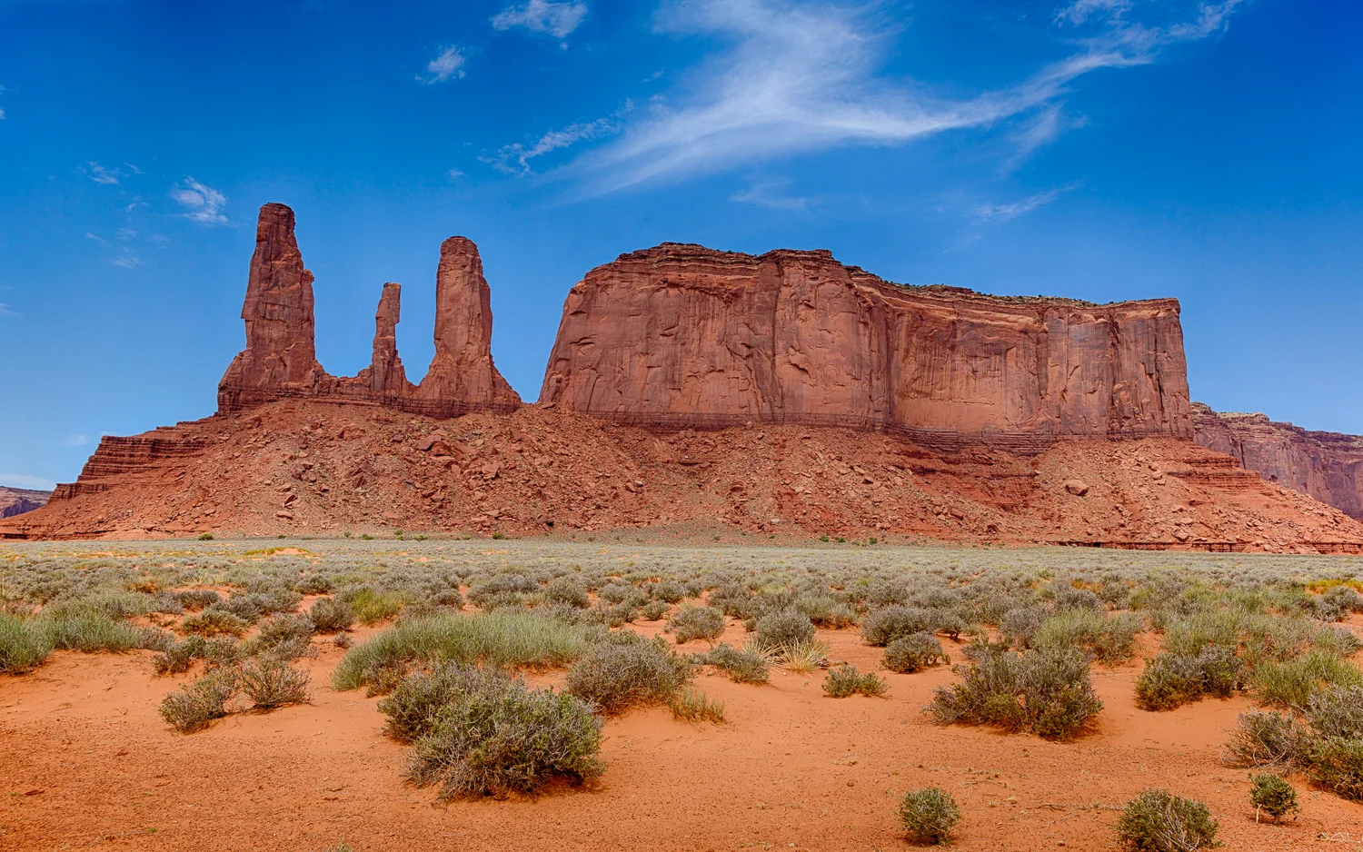 Three Sisters at Monument Valley, Utah