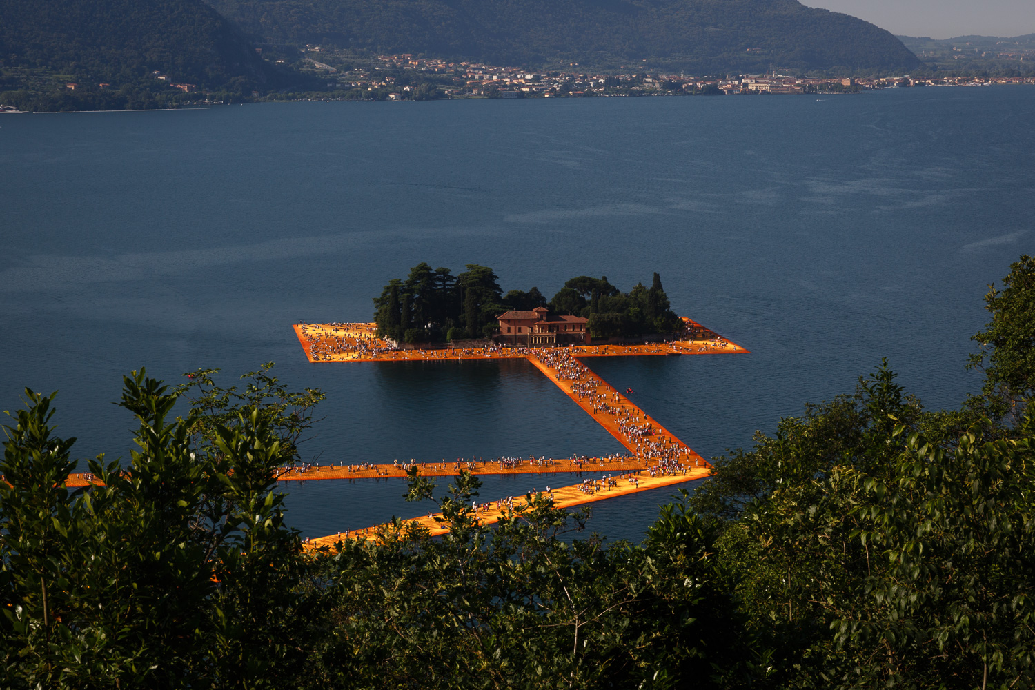 The Floating Piers - Isola di San Paolo from above