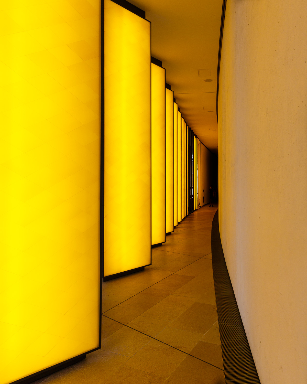 Yellow Glowing Columns at the Fondation Louis Vuitton in Paris