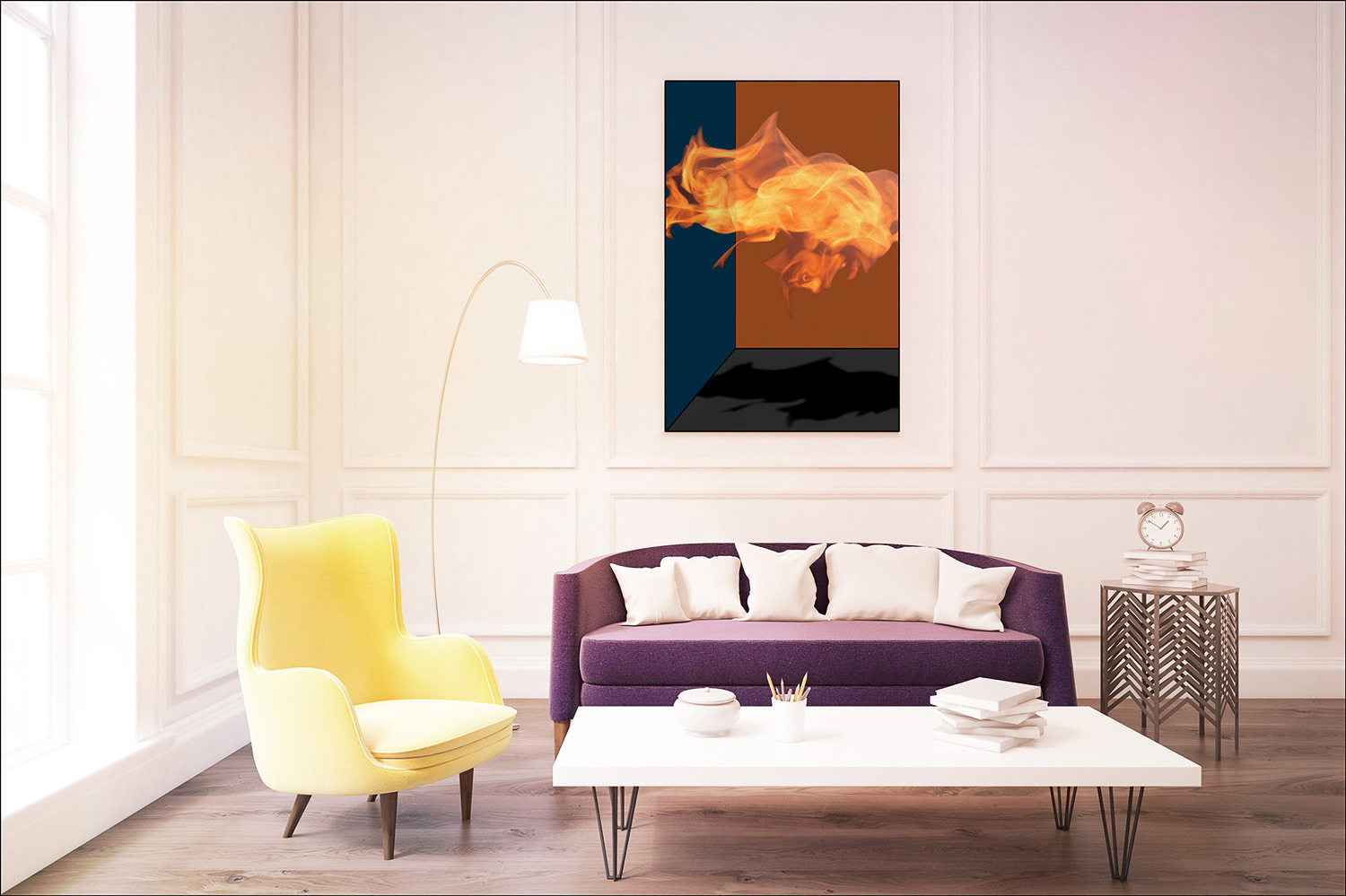 Orange Fire in Living Room