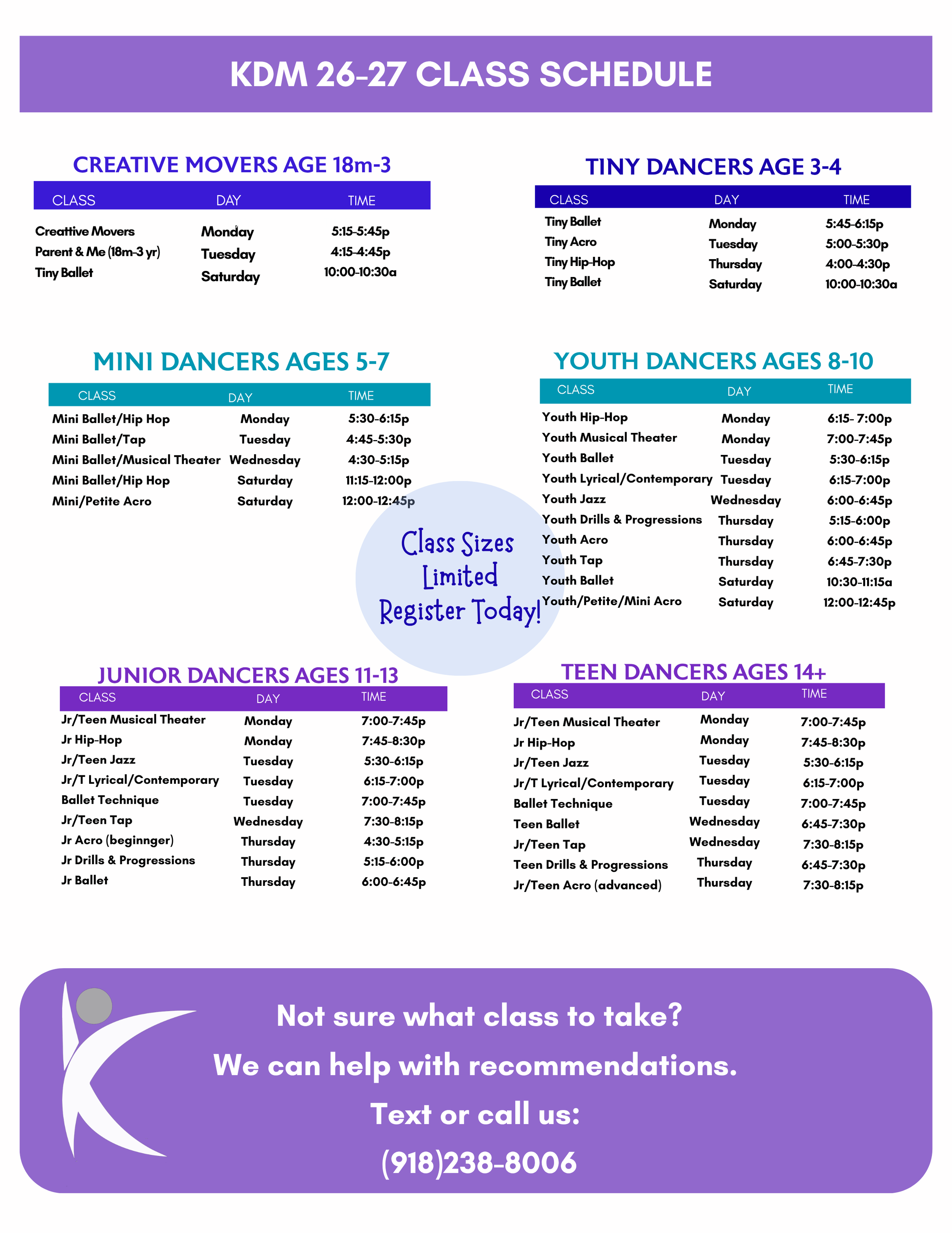 KDM Class Schedule