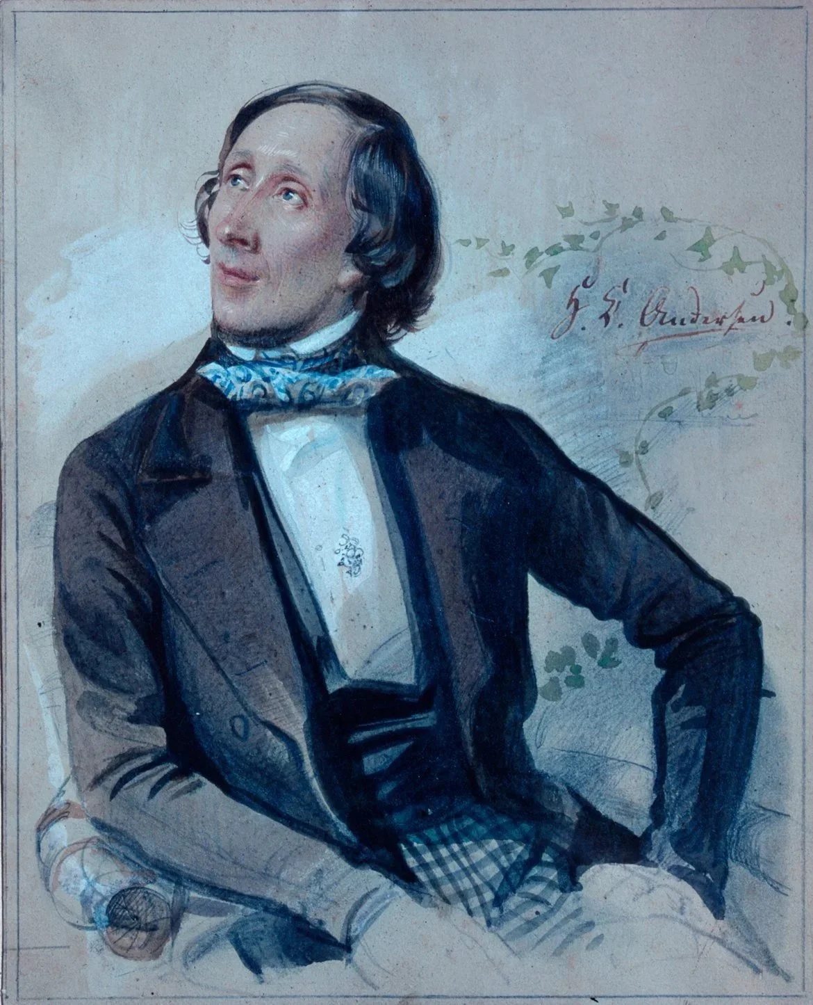 Hans Christian Andersen Watercolour by Carl Hartmann