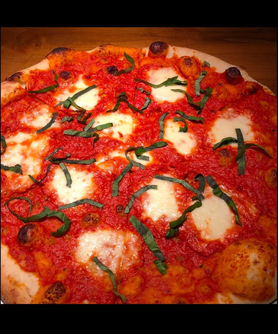 Happy New Year! Vodka Sauce pie for January-house made vodka sauce+ fresh mozzarella + fresh basil. #pizza #happynewyear #louisvillefood