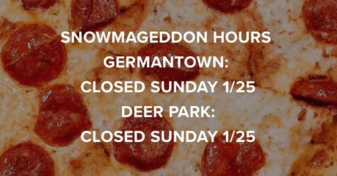 Closed today Sunday 1/25. Will do our best to be open Monday 1/26 but stay tuned here for updates.