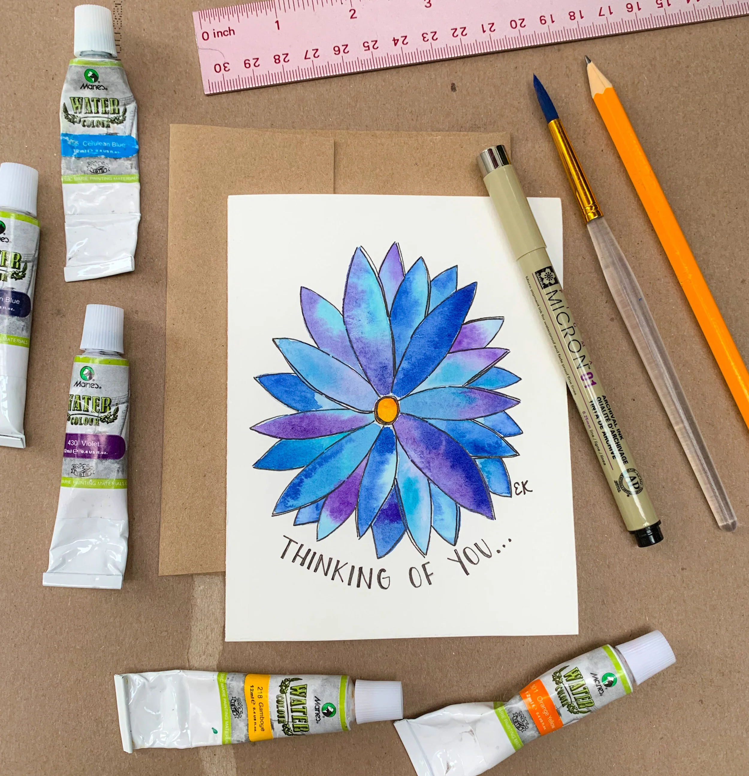 TUTORIAL: Tie-Dye Watercolor Greeting Card