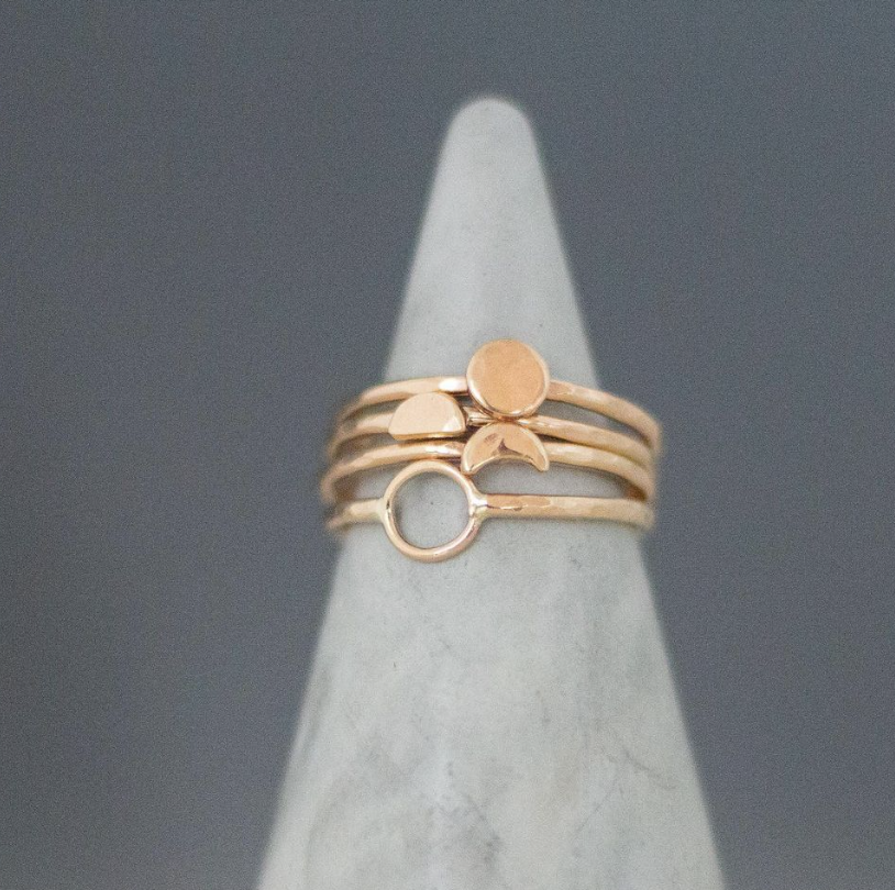 Moon Ring Simple Rose Gold Ring Stacking Rings Moon Phases Thin Gold Ring 