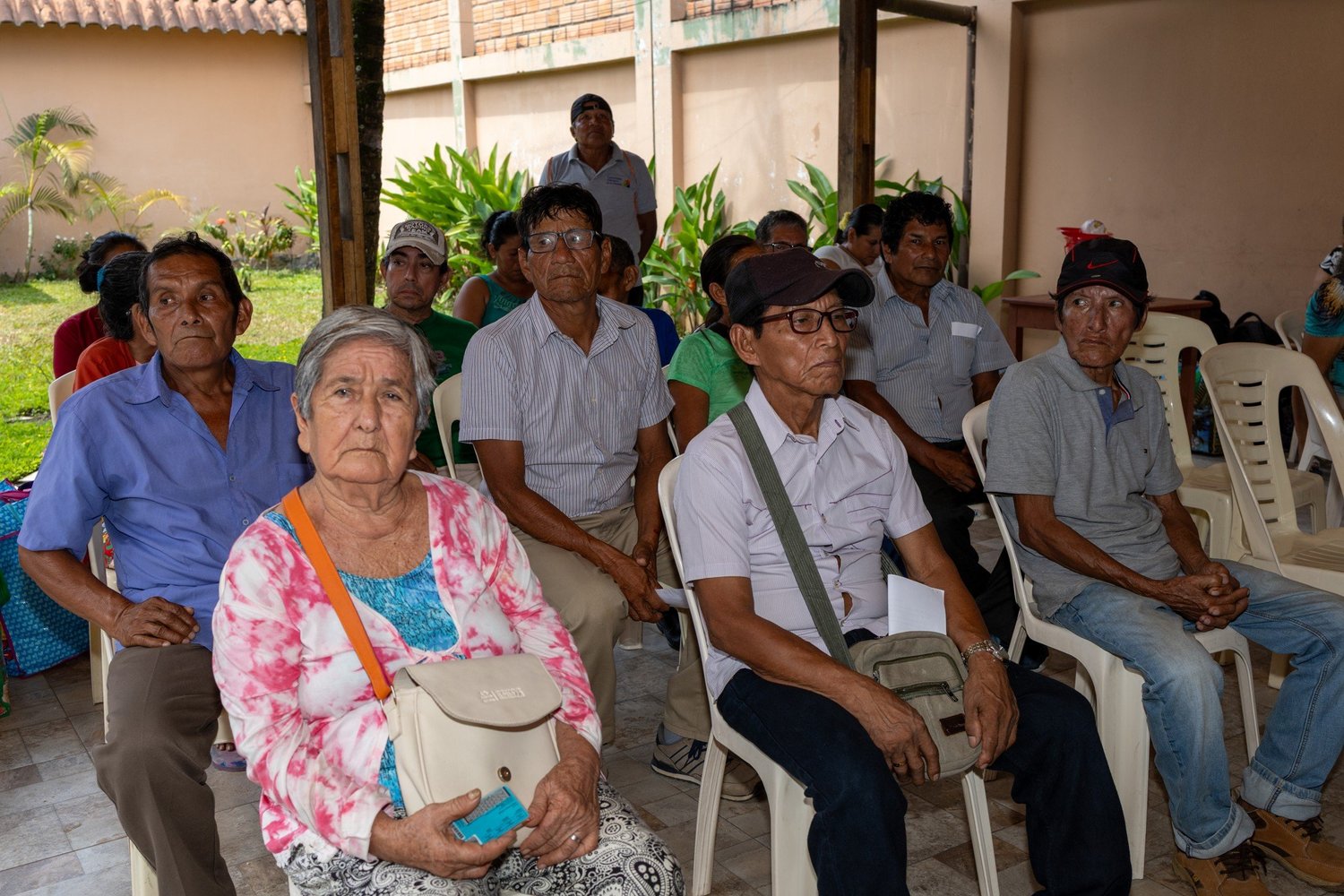 Patients waiting to be examined at the Divino Niño Jesús eye clinic in Iquitos, Peru