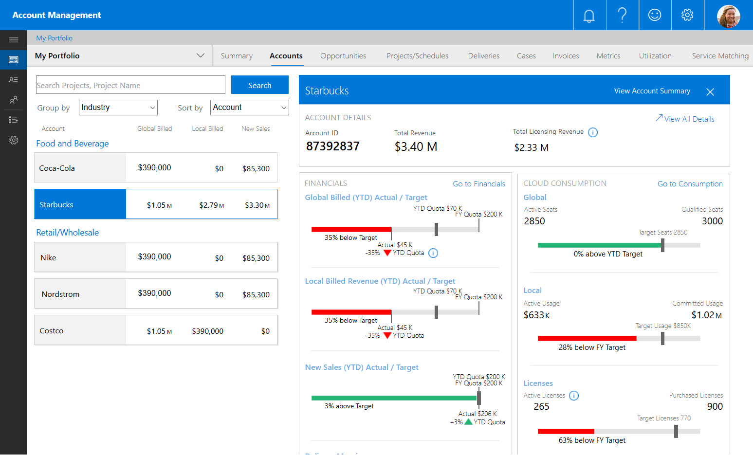 Vertical Master/Detail pattern for Accounts