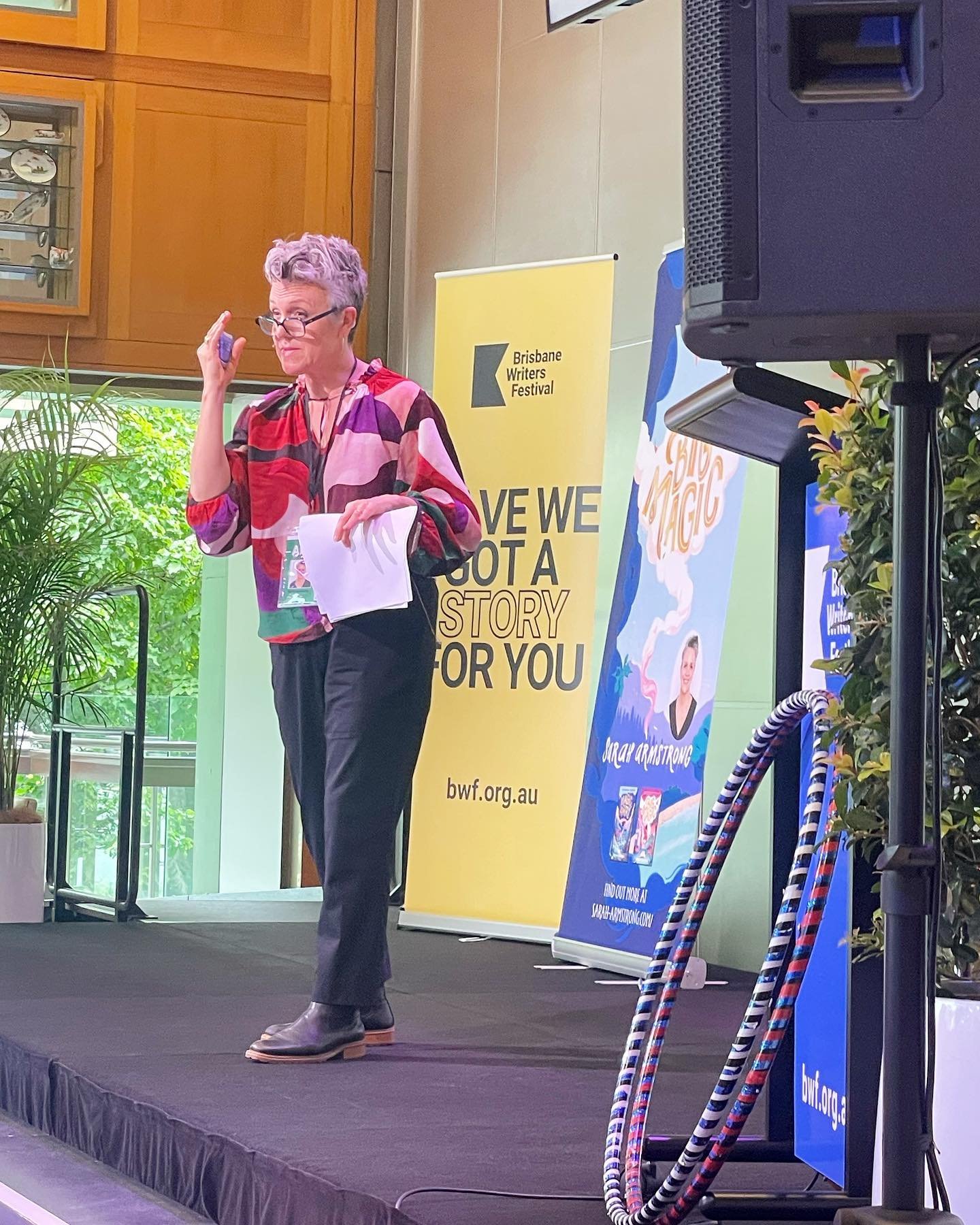 What a wonderful day at Brisbane Writers Festival. I gave a presentation on Writing Magic in the big beautiful Terrace room, that&rsquo;s open to the outside and is strung with fairy lights. 

When I asked how many kids there were keen writers, every