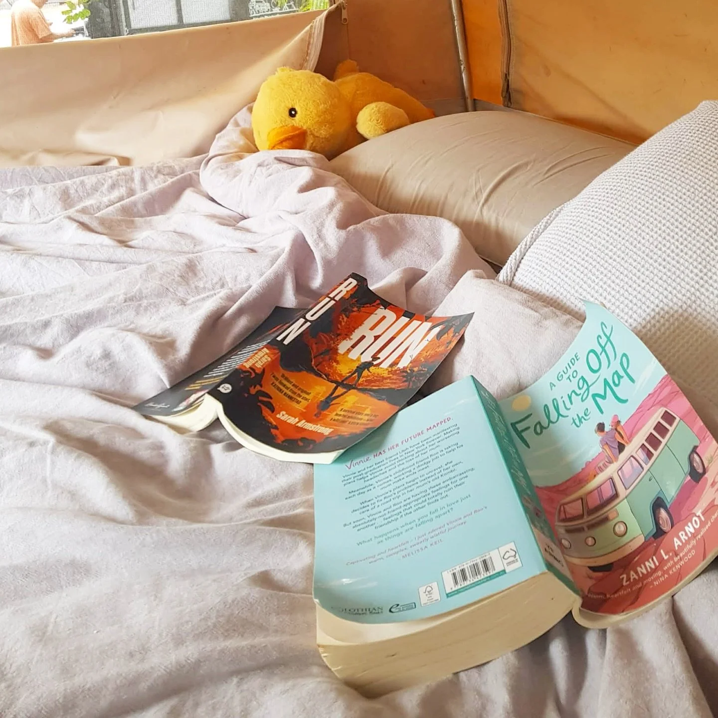 School holiday reading. 

I can think of nothing better than siblings reading mine and Zanni Louise&rsquo;s latest books while on a camping holiday. 

Written in tandem. Read in tandem! 

Thanks to my friend Anna for the pic. 

@zannilouise