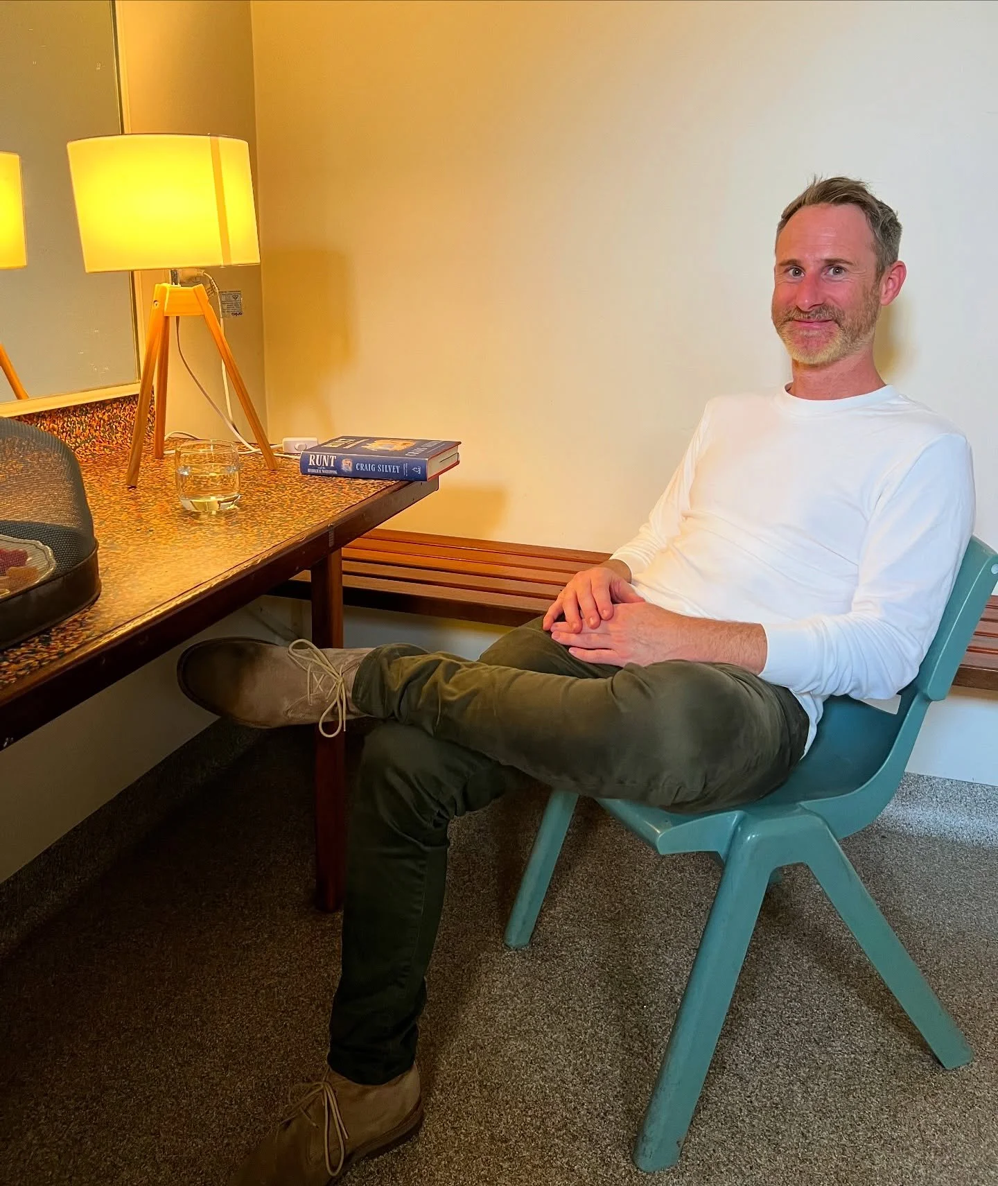 In the green room of Bangalow&rsquo;s iconic A&amp;I Hall this afternoon with Craig Silvey. 

On stage, at a Byron Writers Festival special event, we chatted about his new book, &lsquo;Runt and the Diabolical Dognapping&rsquo; &ndash; which is just a