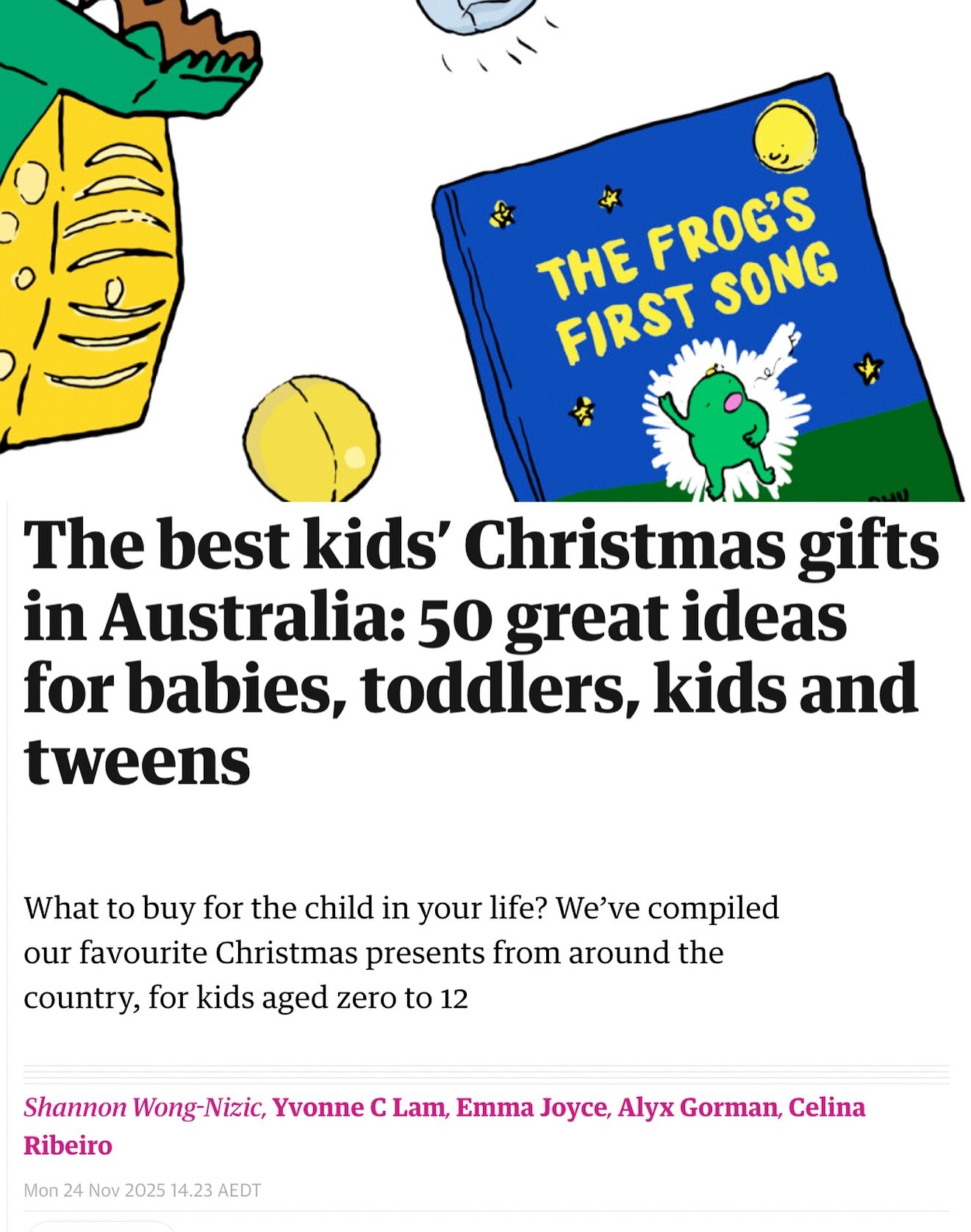 What an awesome surprise to see &lsquo;Run&rsquo; in The Guardian&rsquo;s guide to Christmas gifts for kids. 

Lots of fabulous ideas in there, compiled by @ohcreativeday, including books, toys and games. 

I am woefully under prepared for Christmas.