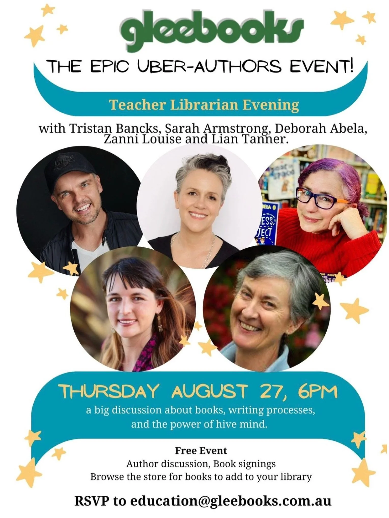 I often mention my amazing writing critique group, The Ubers - Deb Abela, Tristan Bancks, Zanni Louise and Lian Tanner. 

In exciting news, we are holding our first ever Uber event! 

During Book Week (22 &ndash; 28 August) it turns out we will all b