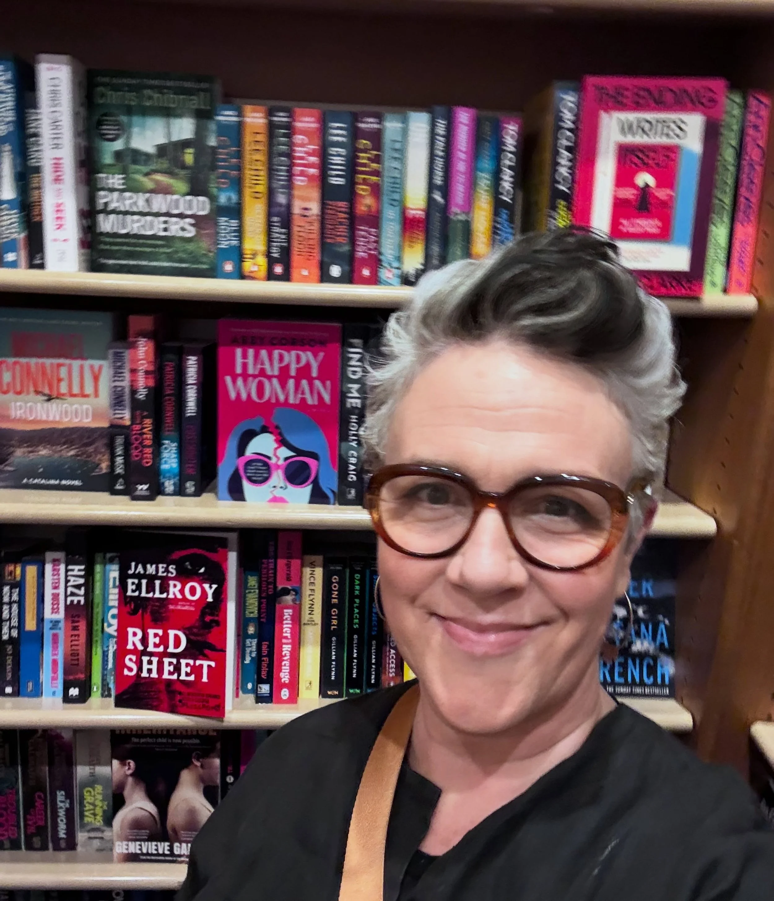This is me a few moments after I took the phone call from Ruth Wykes of Sisters in Crime who let me know that my book &lsquo;Run&rsquo; had won the children&rsquo;s category of the Davitt Awards. 

How entirely appropriate that I was standing in the 