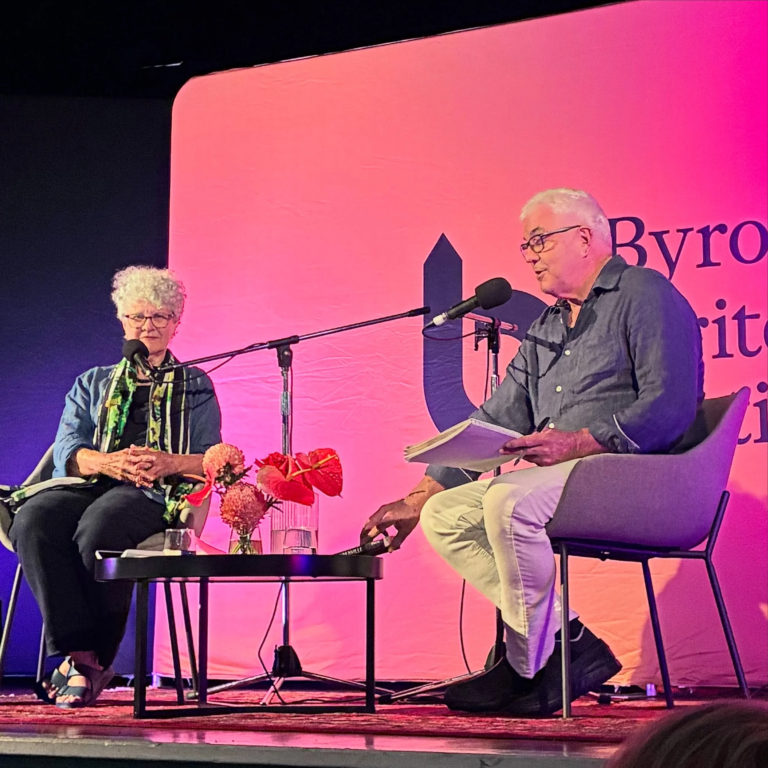 Such a great conversation this evening between Kate Grenville and Mick O&rsquo;Regan, thanks to Byron Writers Festival. 

Kate spoke so interestingly about writing her latest book, a hybrid historical and fictional work, The Country Schoolmaster. 

A