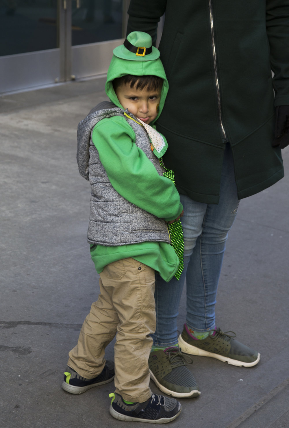  Amir Ramjohn, 4, from Stormville pouts at the 2018 St. Patrick's Day Parade in Manhattan. (Staten Island Advance/Shira Stoll)&nbsp; 