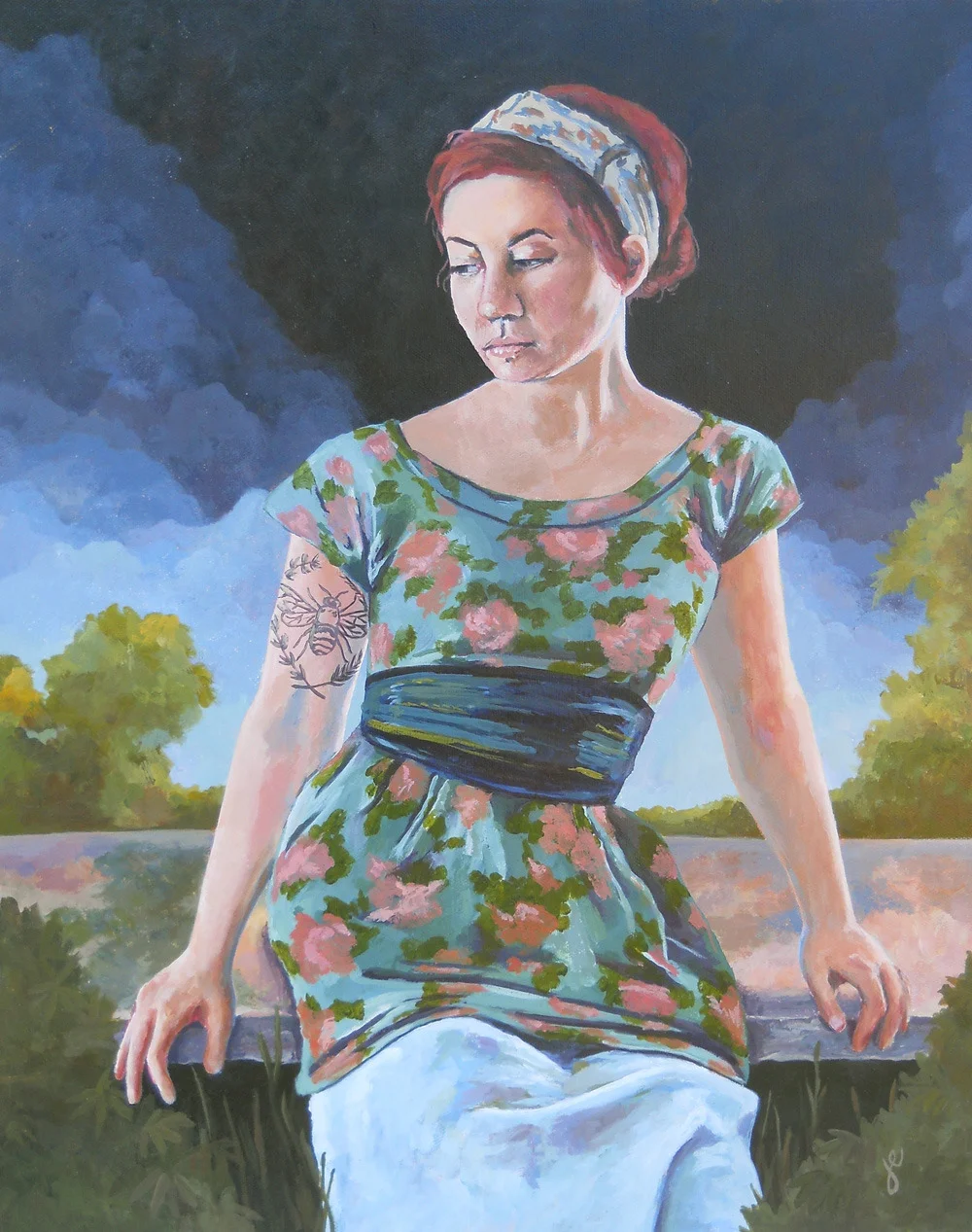 beekeeper , acrylic on canvas 16" x 20"