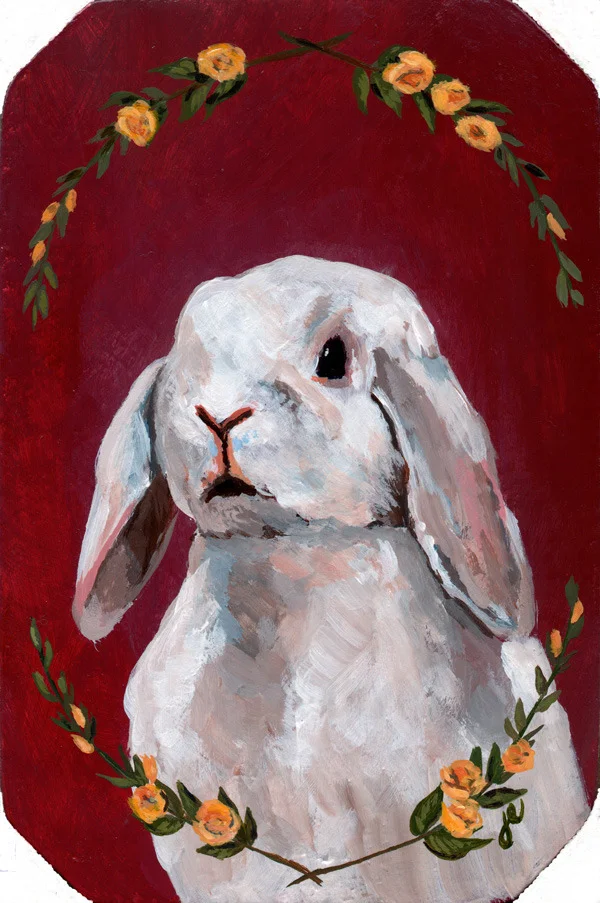 holland lop , acrylic on wood 5" x 7"