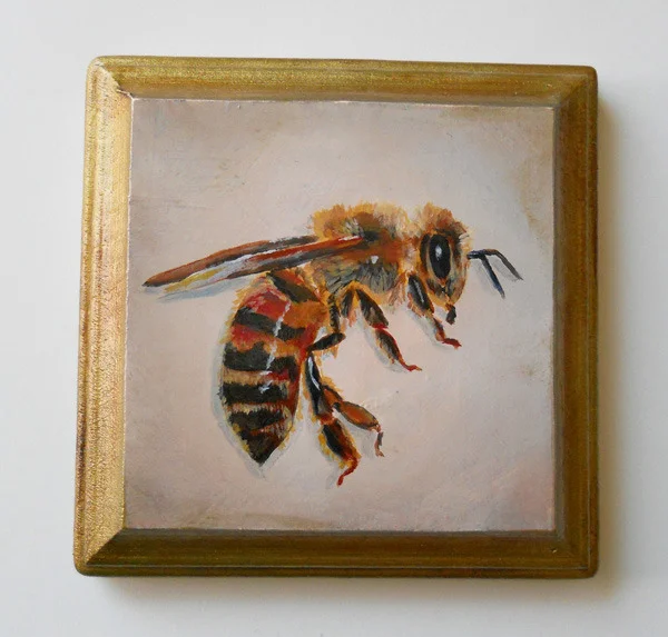 honey bee no. 3 , acrylic on wood 4"