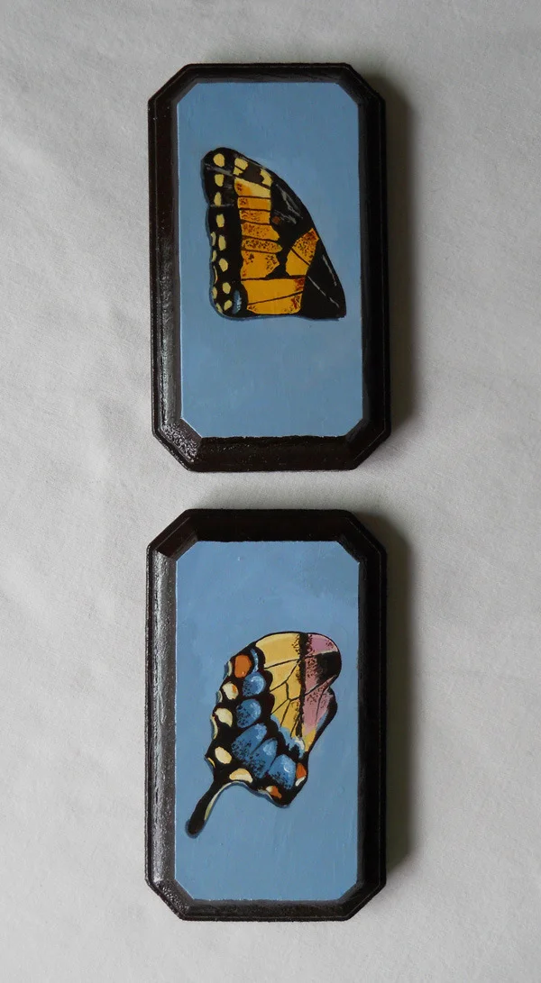 papilio glaucus wings figure 1 & figure 2 , acrylic on wood 3" x 5"