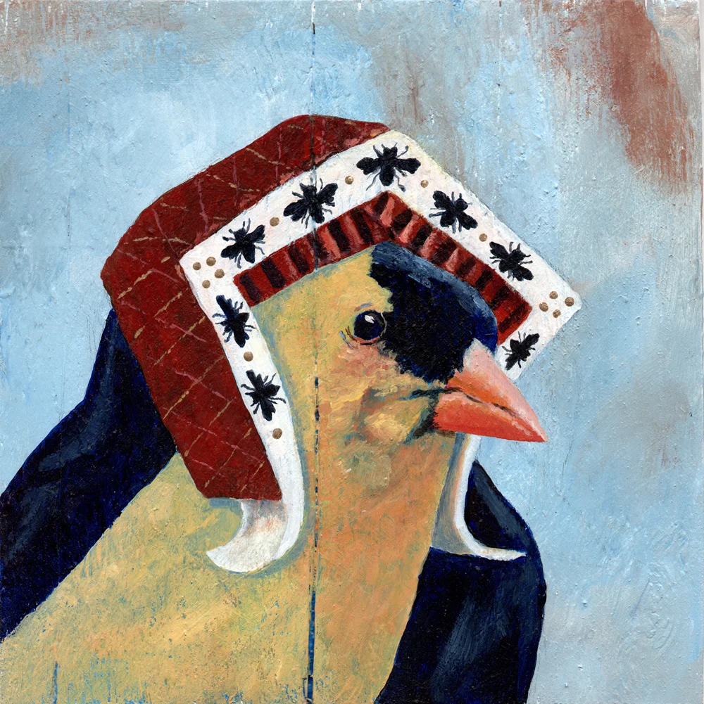 lady honeycomb acrylic on wood 8" x 8"