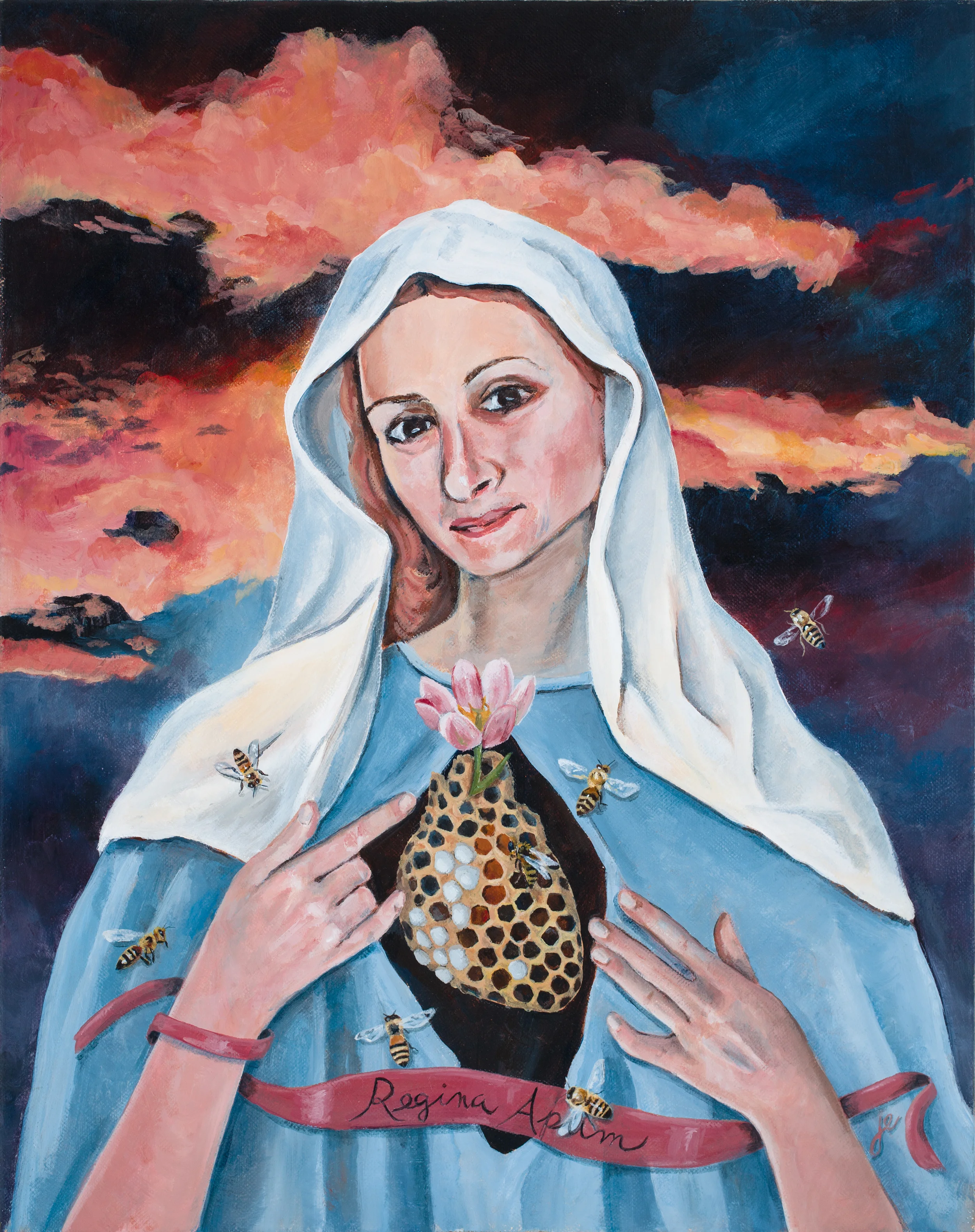 regina apum, queen of bees acrylic on canvas 16" x 20"