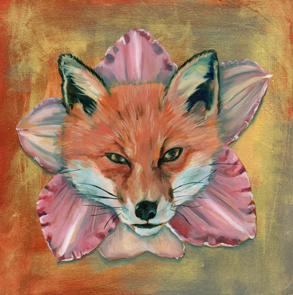 lilyfox no. 1 oil and acrylic on wood 8"