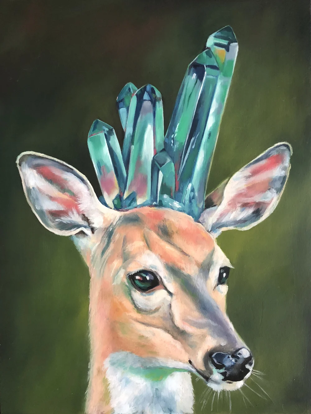 patient doe oil on wood 8.5” x 11”