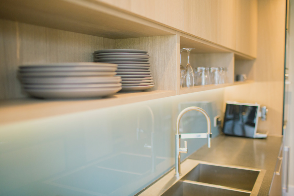 Textured Cabinets in Ivory Oak (photo by material manufacturer)