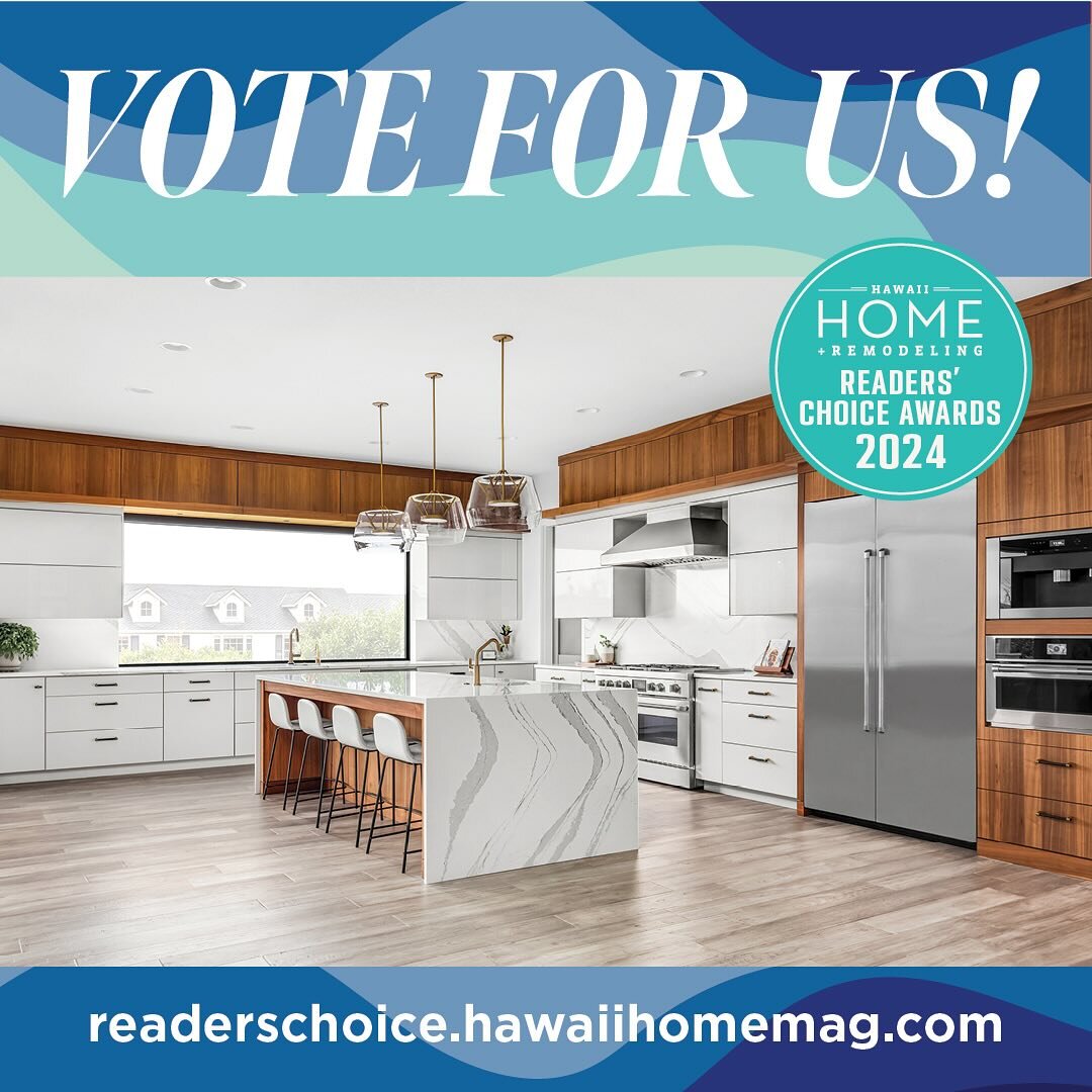 We are honored to have been nominated again for the @hawaiihomemag Readers&rsquo; Choice Awards for 2024.  Please take a few minutes to submit a vote for us in the &ldquo;Cabinetry Supplier&rdquo; category.  We truly appreciate all of the support our