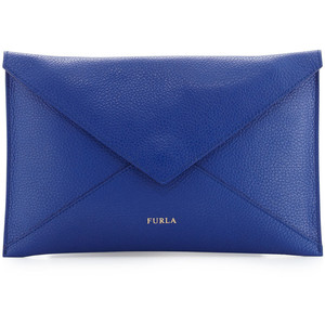 Furla Elle Leather Clutch Bag, Blue Laguna
