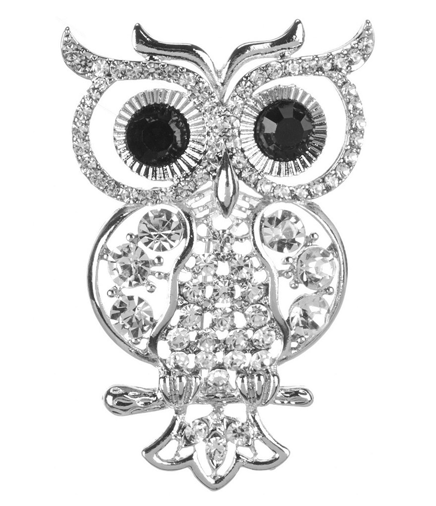 Dillard's Natasha Accessories Crystal Owl Pin