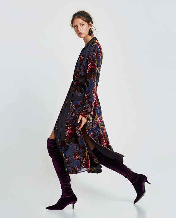 ZARA CONTRASTING VELVET KIMONO