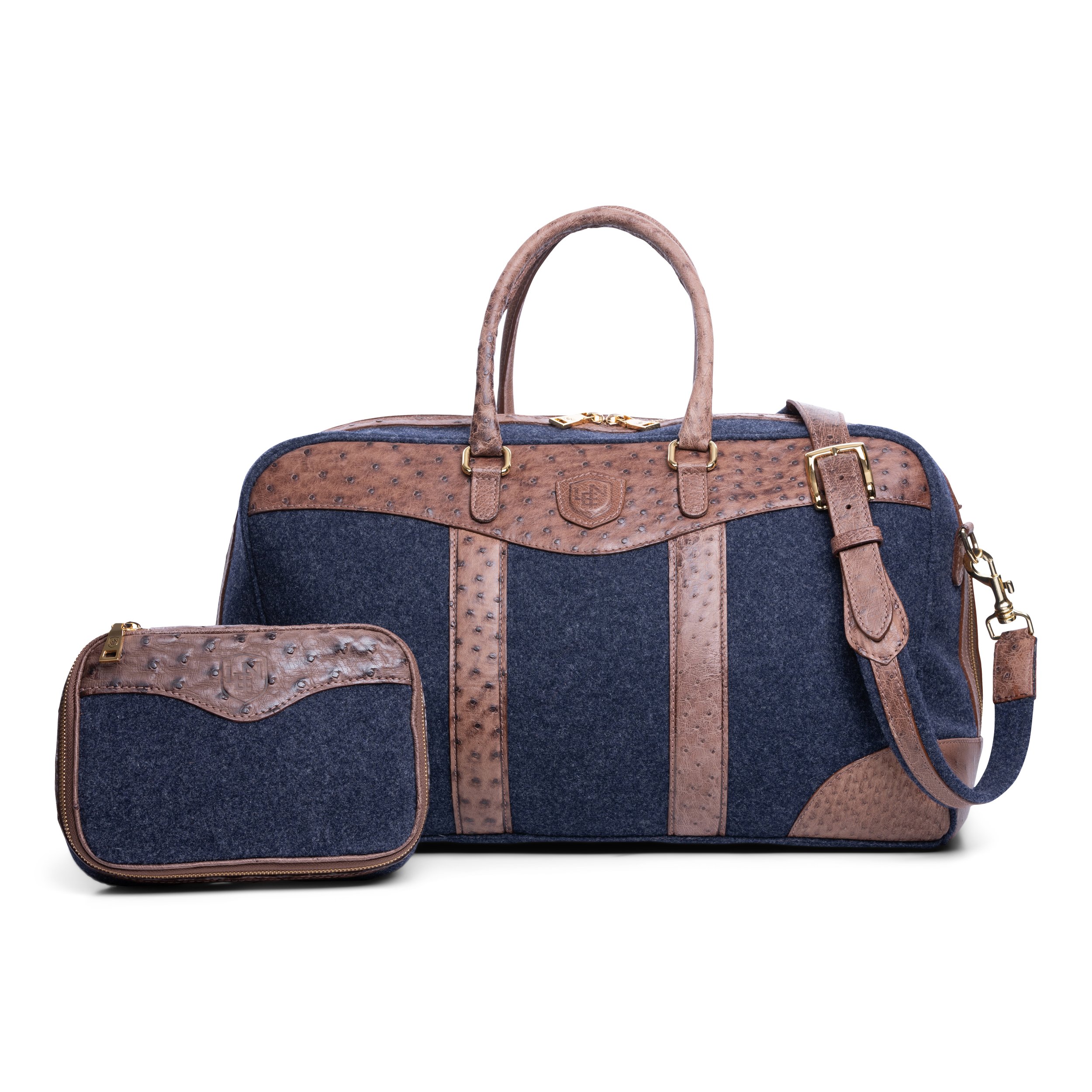 Wool & Ostrich Full Zip Duffel Bag in Oxford Grey — LEN Lifestyle