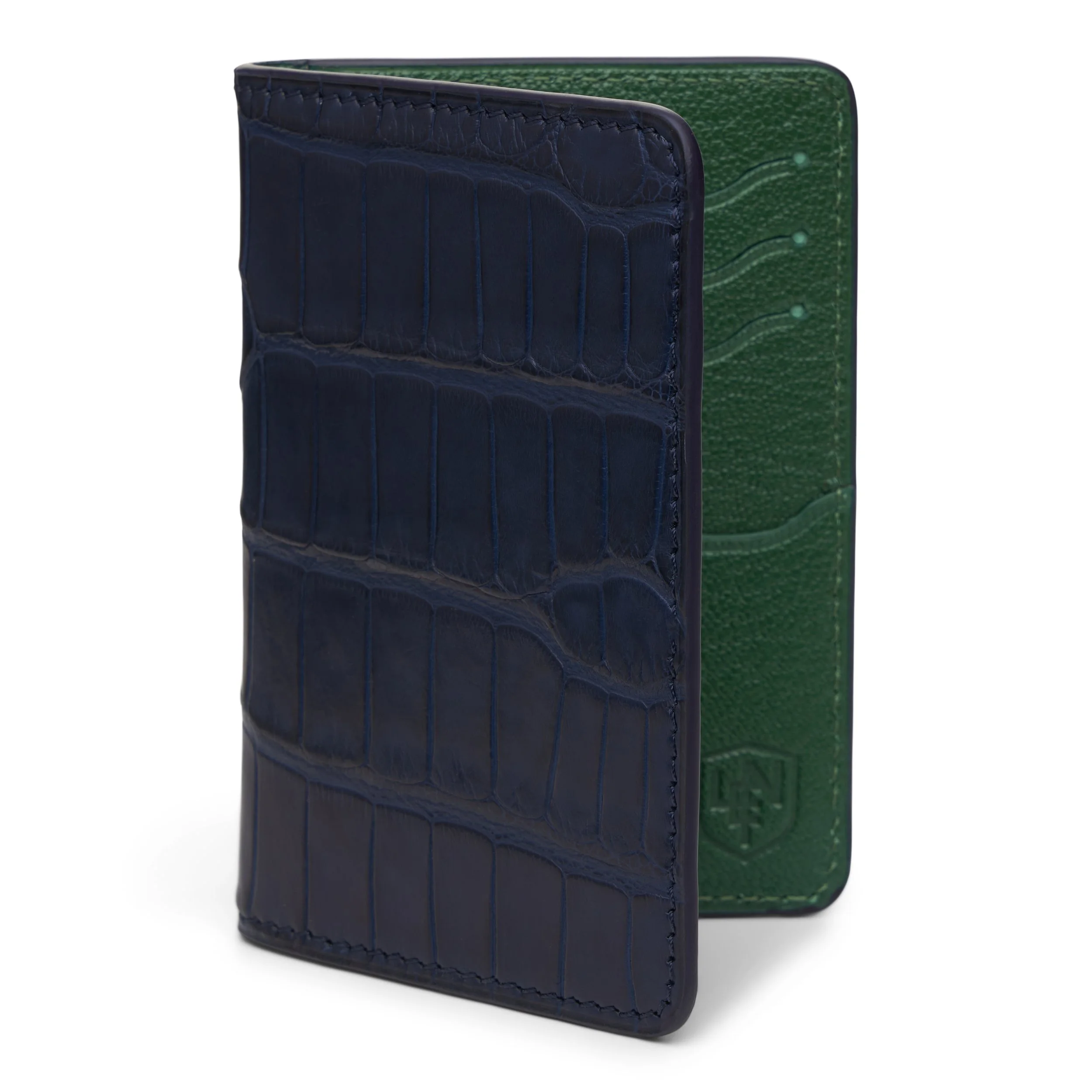 2023 1116 LEN shoot sport bifold alligator navy with green0954.jpg