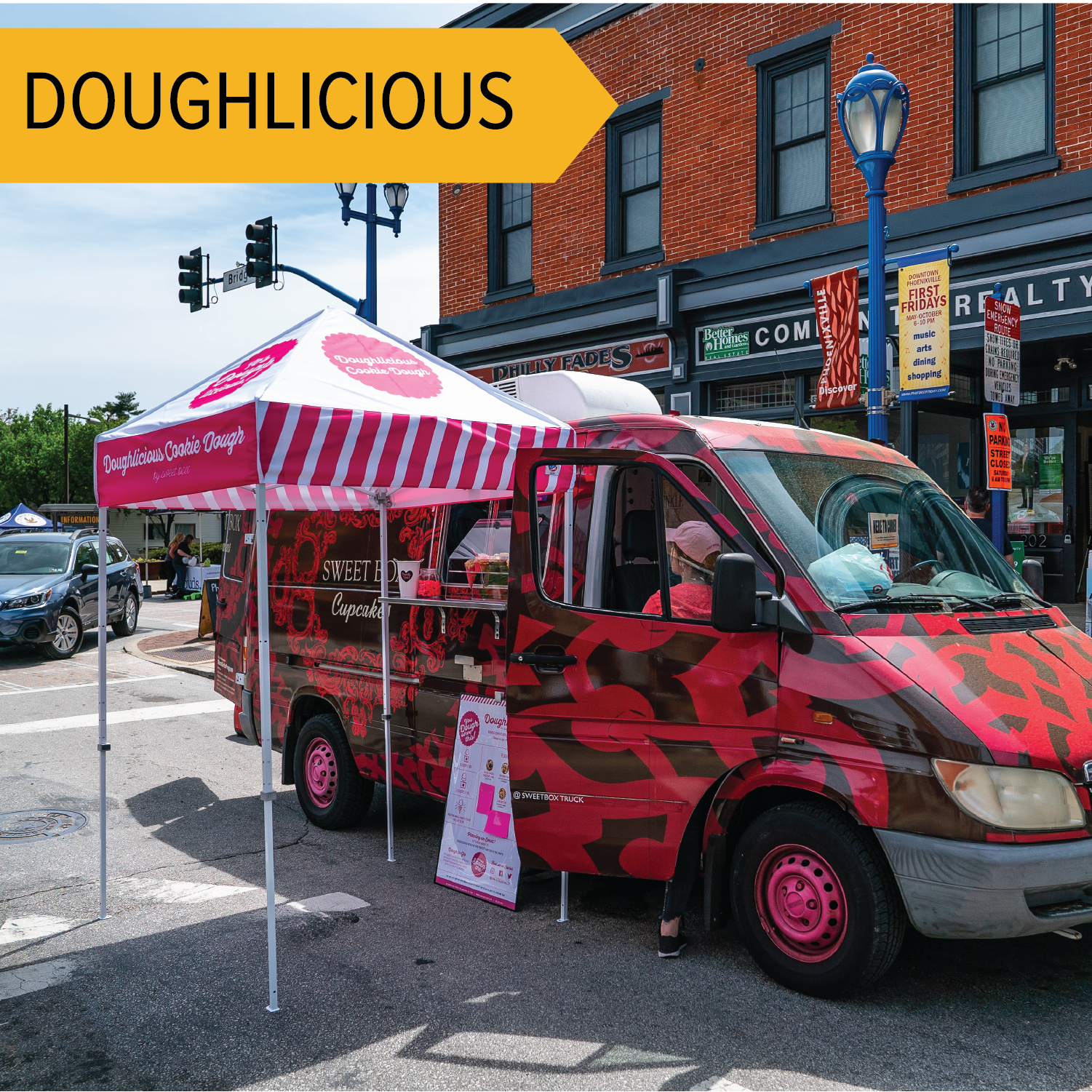 Doughlicious Part of the Sweetbox Bakery, this truck offers edible cookie dough for you to nibble on while walking the festival!