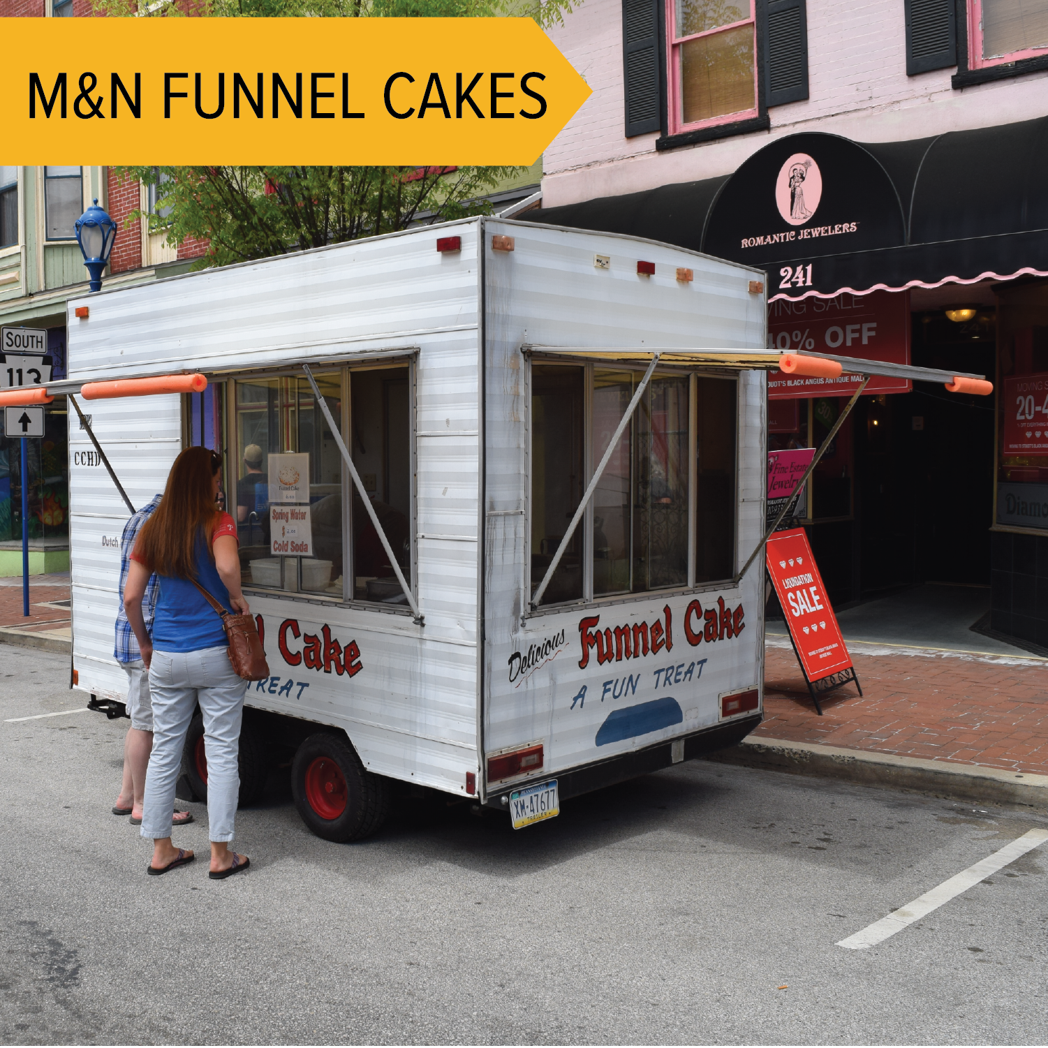 M&N Funnel Cake A food festival classic - funnel cakes! Fried dough with a generous helping of powdered sugar