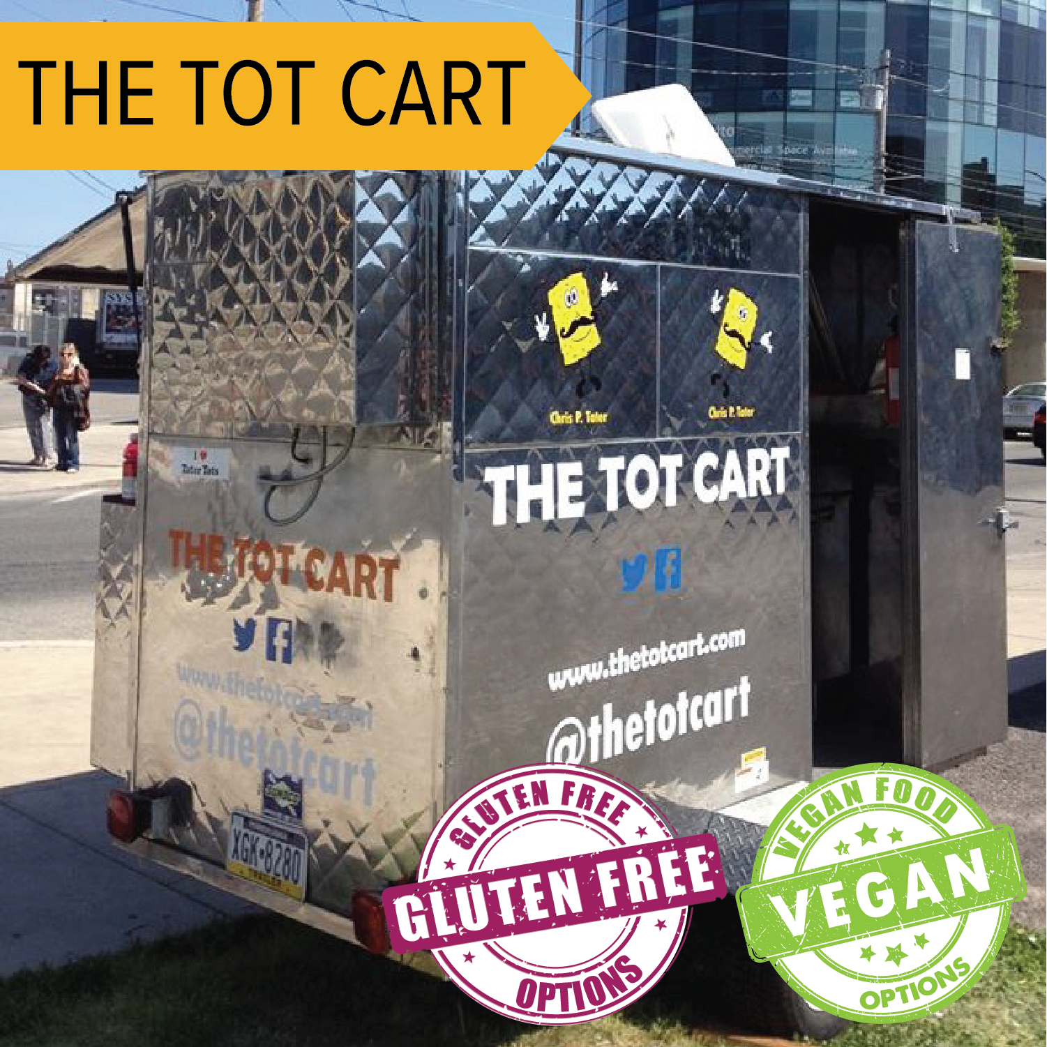 The Tot Cart Just as it sounds, they offer tater tots with savory toppings like beer cheese and gourmet sauces. Gluten Free and Vegan Options available!