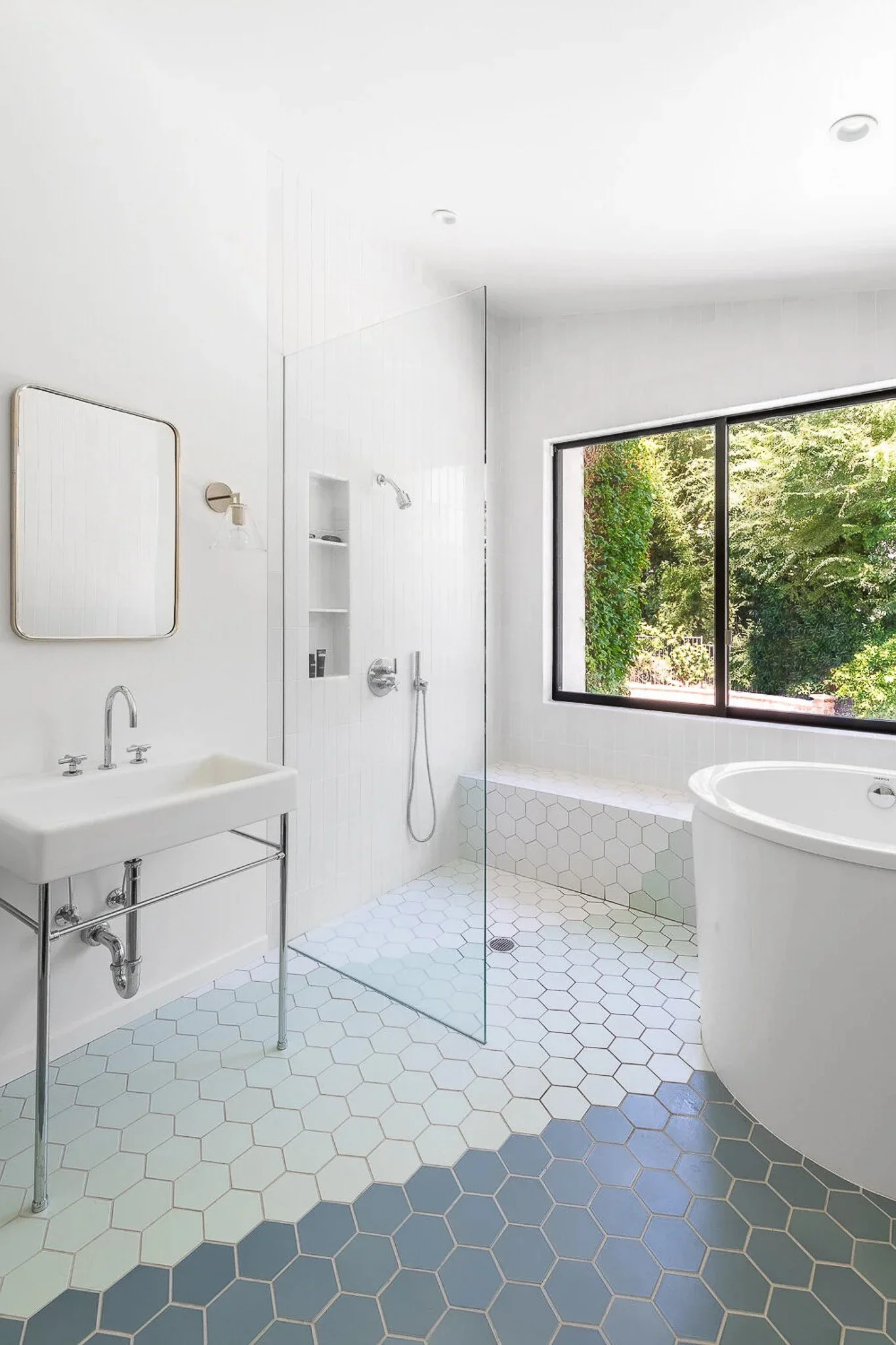 Balboa Park bathroom, garden courtyard with Spanish Revival architecture — San Diego California interior photography