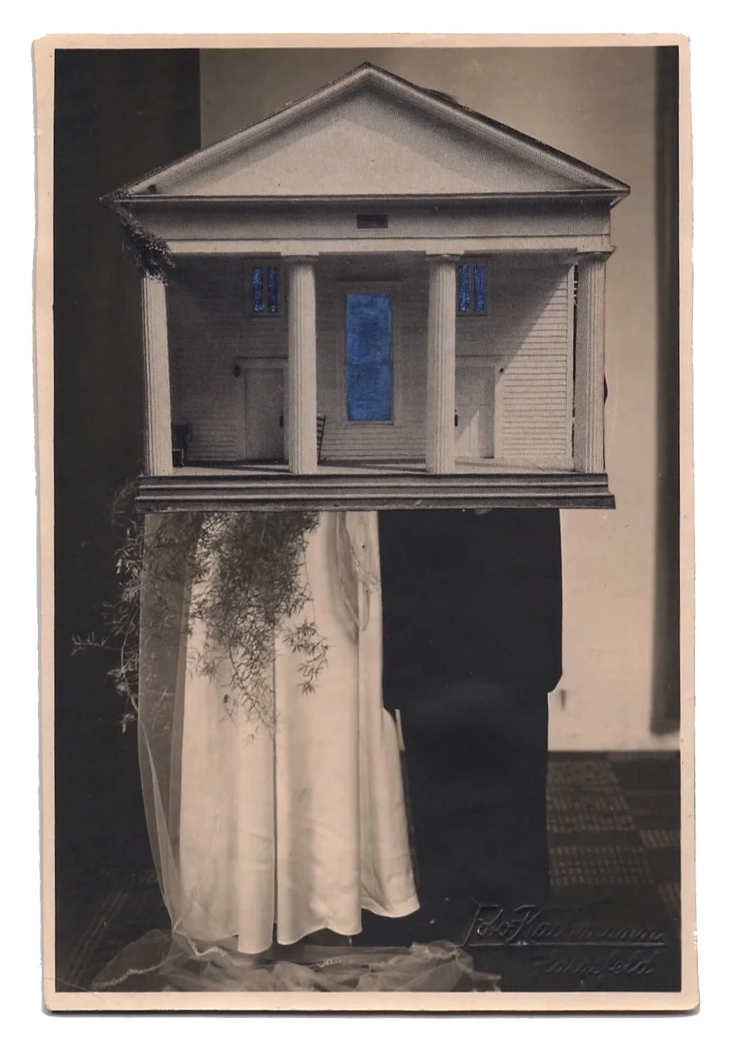 Wedding 3, 2016, Found Photographs, Collage, & Acrylic, 5 x 3.5 inches