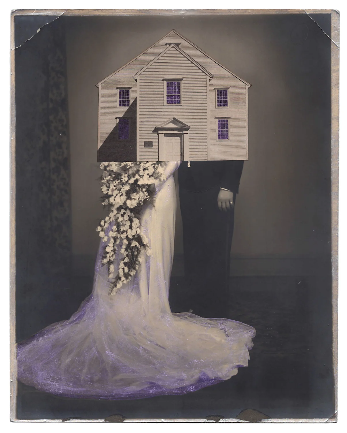 Wedding 7, 2016, Found Photographs, Collage, & Acrylic, 10 x 8 inches