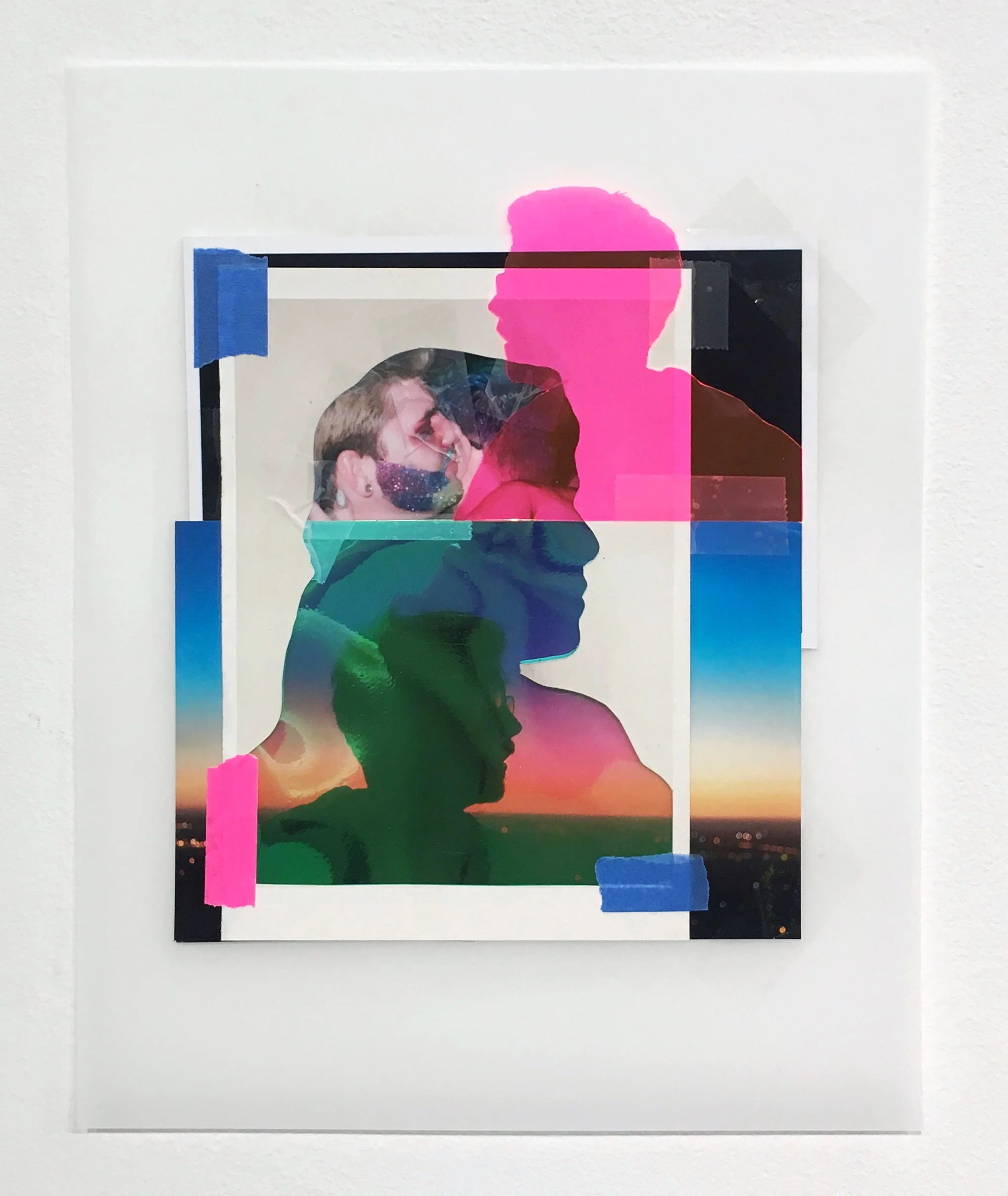 Untitled (Pride before the fall), 2018, Collaged photographs, postcards, tape, vinyl, and duralar, 10 x 8 inches.