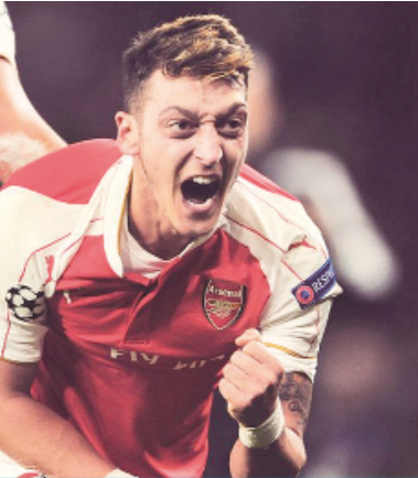 Arsenal's Mesut Ozil after scoring a winning goal!