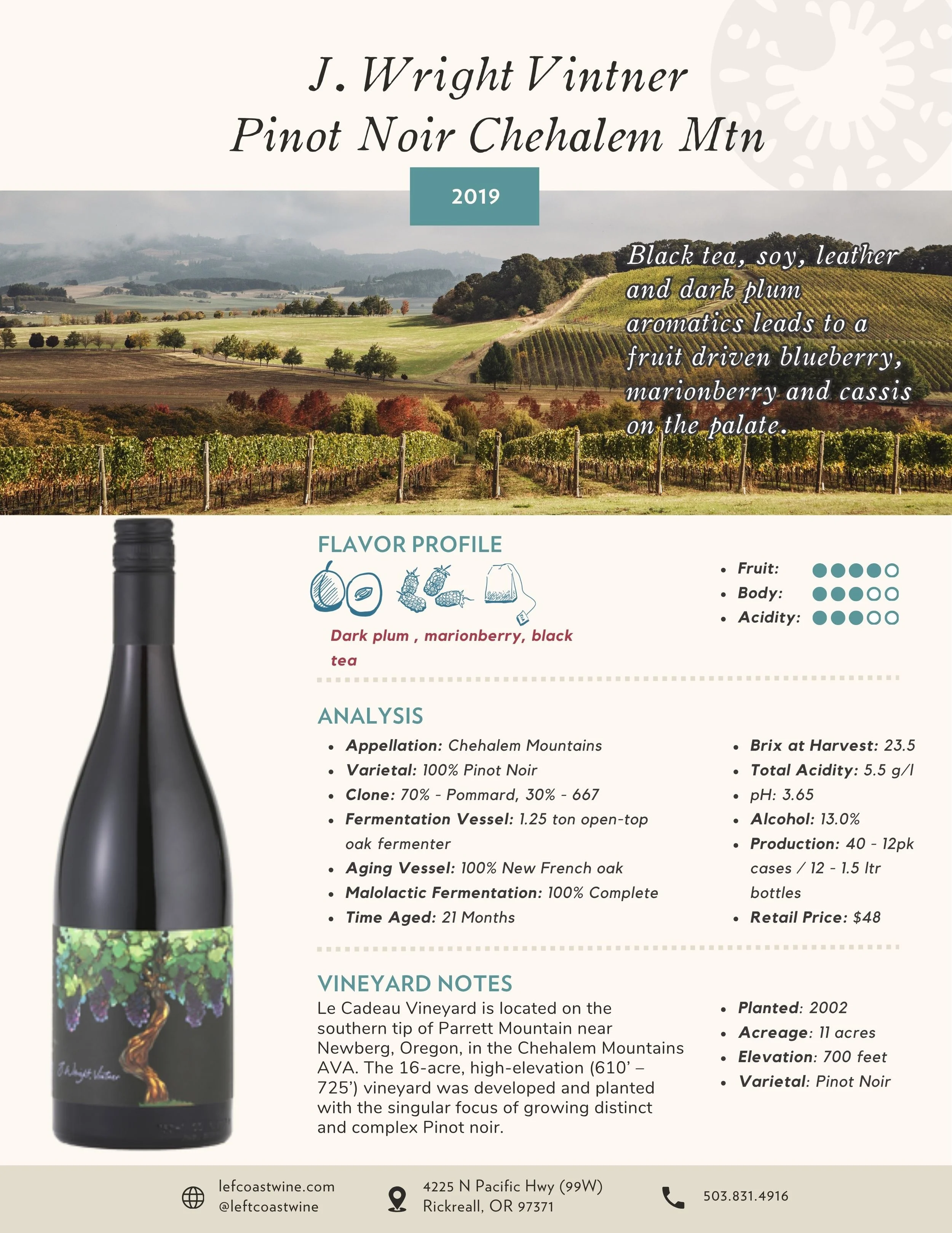 2019 J. Wright Pinot Noir Chehalem Mtn Sub AVA.jpg