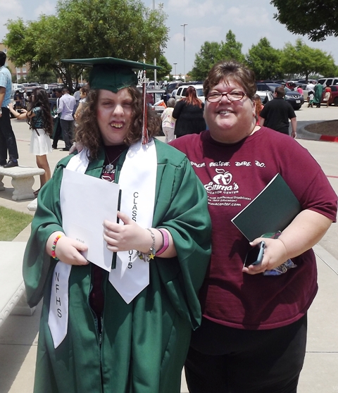 Emma at graduation with her mother Marie, founder of EEC.