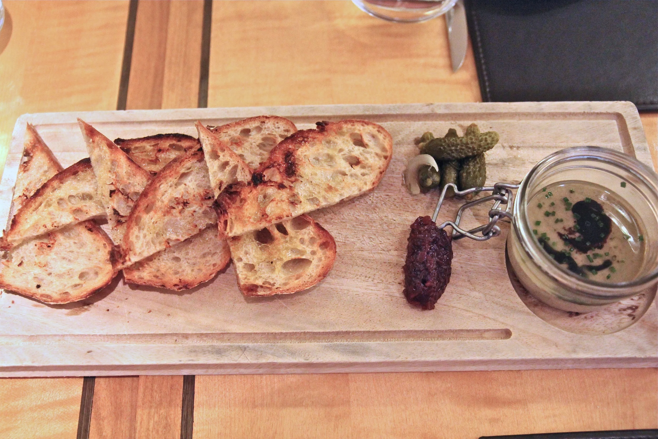 Liberty Farms duck liver pâté served with red onion marmalade and grilled levain