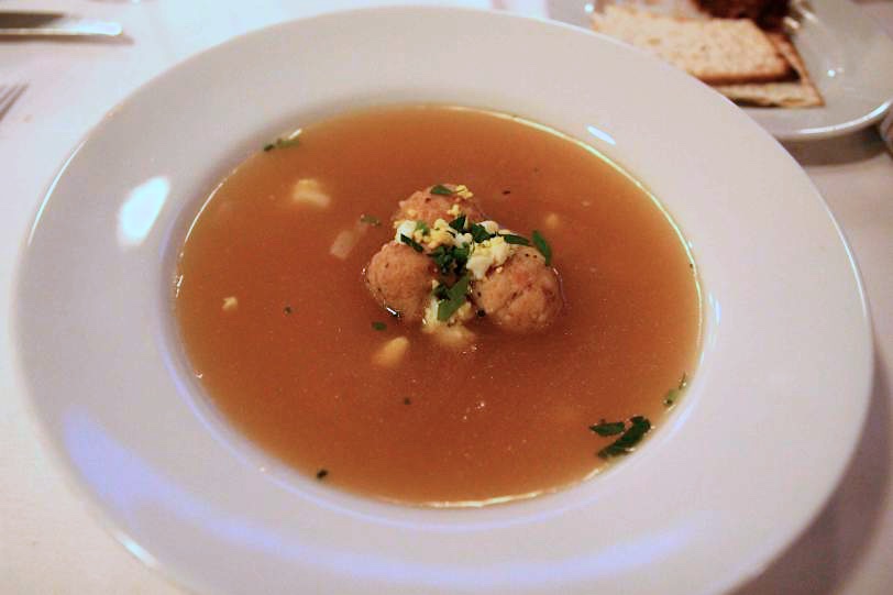 Passover soup with chicken dumplings and eggs
